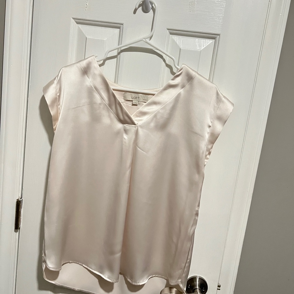 LOFT Ivory Satin Blouse